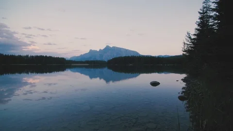 Two Jack Lake at Dusk, Banff National Park, Canada Stock Footage 88281525