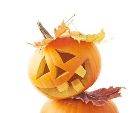 Two Jack-o'-lanterns pumpkin heads Stock Photos