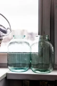 Two jars on the balcony Stock Photos