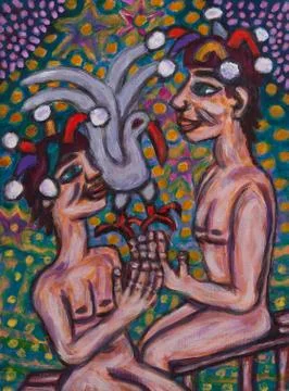 Two jesters painting Stock Illustration