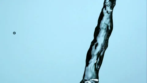 Two jets of clear water collide and splash together in slow motion. Stock Footage 326626050