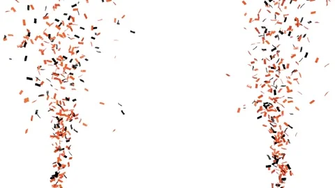 Two jets of orange and black confetti on each side of the screen - separate.. Vidéo 279719082