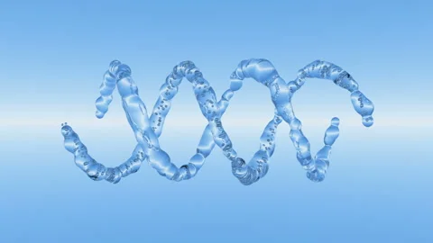Two jets of water flow and form a DNA helix on a blue background. Seamless loop. Stock Footage 128444511