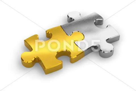 Two joined puzzle pieces Stock Illustration