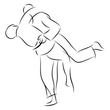 Two judo athletes grappling throwing technique illustration Stock Illustration