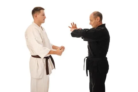 Two karate masters Stock Photos