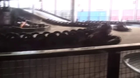 Two karts fighting in the race Stock Footage 82068934