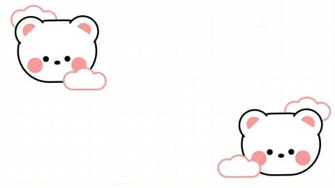 Two Kawaii Bears with Pink Cloud Pair Stock Footage 336836844