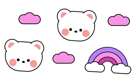 Two Kawaii Bears with Rainbow and Clouds Stock Footage 336836916