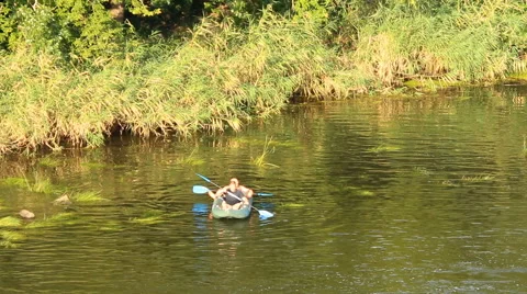 Two in kayak Stock Footage 50057764