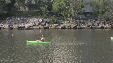Two kayakers on a river Video stock 93285868