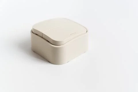 Two-key light switch on a white background. Stock Photos