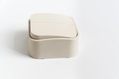 Two-key light switch on a white background. Stock Photos