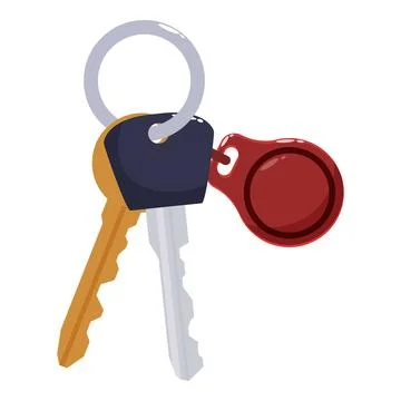 Two keys hanging with red keyring showing access and security Stock Illustration