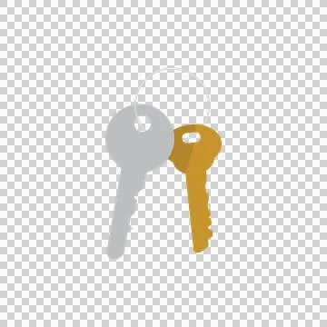 Two keys hanging on a ring. Abstract, minimalist security concept Stock Illustration