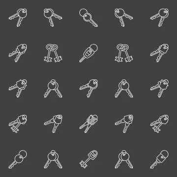 Two keys linear icons Stock Illustration