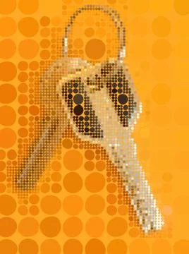 Two keys with metal ring on the orange background. Vector eps10 illustration Stockillustratie