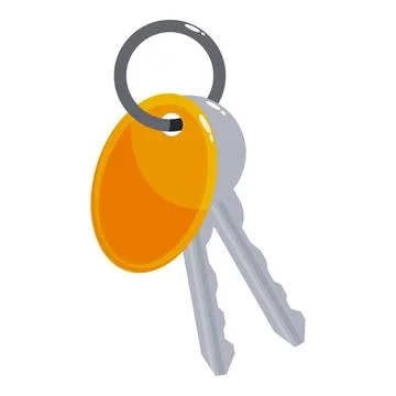 Two keys on ring with blank orange label hanging Stock Illustration