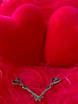 Two keys, two hearts Stock Photos