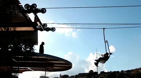 Two kids in a cable car Video stock 22369894