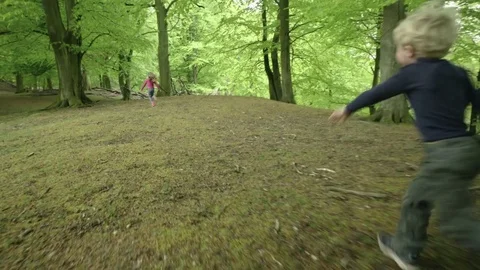 Two Kids Hiding From a Deer Stock Footage 75721542