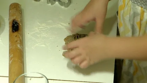 Two kids kneading the dough for make cookies together Video stock 84007441