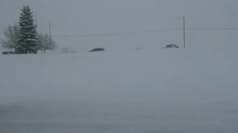 Two Kids On a Sled In Deep Snow. Stock Footage 12532403