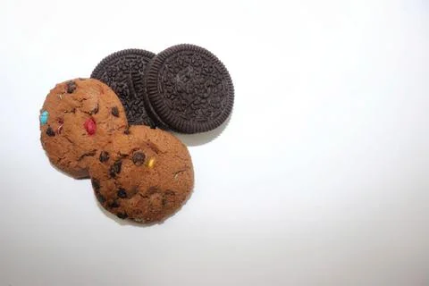Two kinds of chocolate-flavored dry bread on a gray background Stock Photos