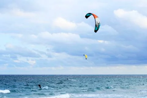 Two kite surfers Stock Photos