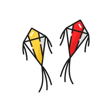 Two kites with strings summer fest holiday symbols Stock Illustration