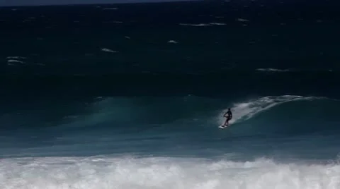 Two Kitesurfer Waveriding Hookipa Stock Footage