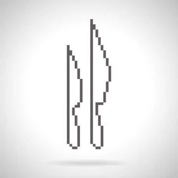 Two knifes icon, pixel art style Stock Illustration