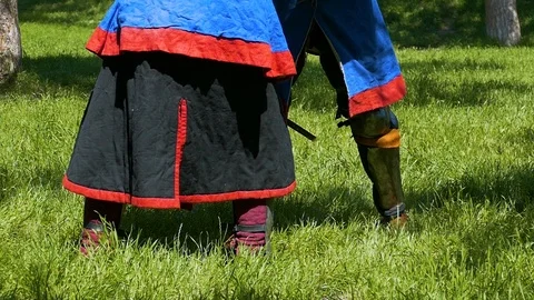 Two knights are engaged in hand-to-hand fighting Stock-Footage 122079929