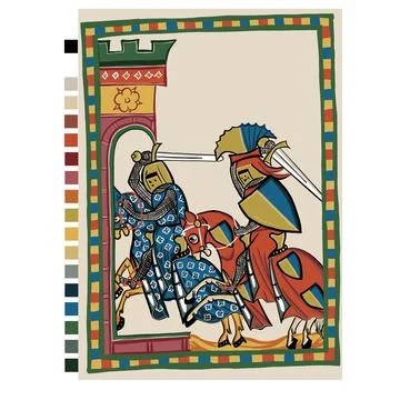 Two knights charging with swords Illustrazione stock