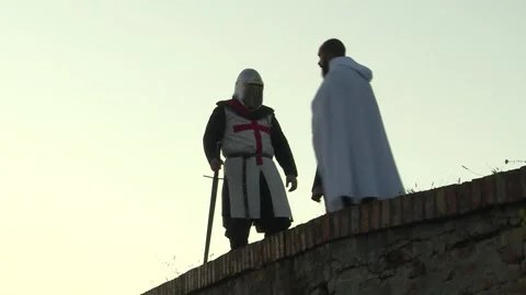 Two knights Templar observing Stock Footage 140459534