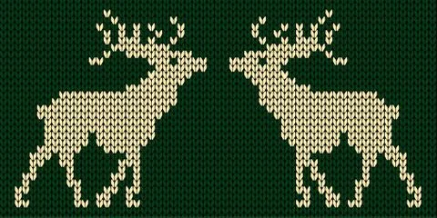 Two knitted deers. Vector illustration Stock Illustration