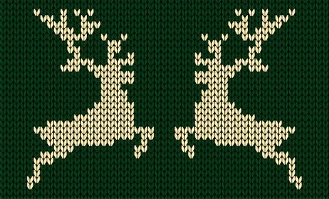 Two knitted deers. Vector illustration Stock Illustration