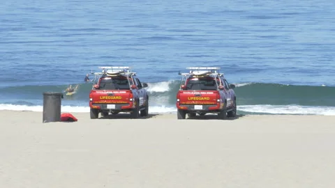 Two LA County Fire Department Lifeguard Vehicles Video stock 156410183