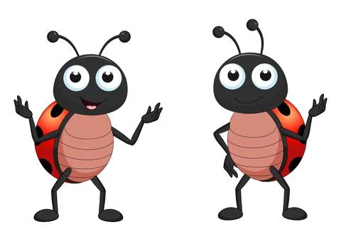 Two ladybugs in different positions. Cartoon ladybug Stock Illustration