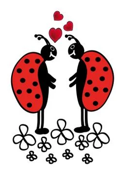 Two ladybugs Stock Illustration