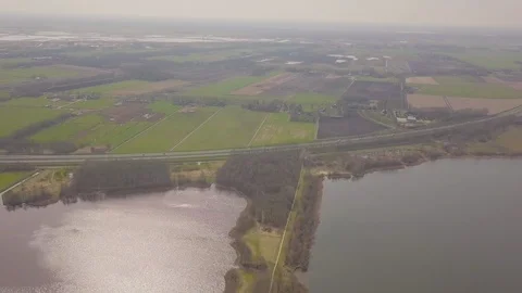 Two lakes and a highway Stock Footage 91752425