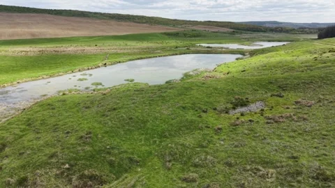Two lakes deep in the plain Stock Footage 340891479