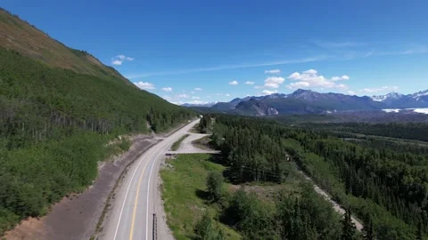 Two Lane Road in Rural Alaska Stock Footage 217849144
