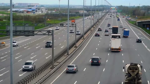 Two lane traffic on a freeway Stock Footage 244665026