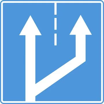 Two lanes of traffic on the blue square. Stock Illustration
