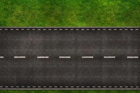 Two lanes two ways road from above background illustration Stock Illustration