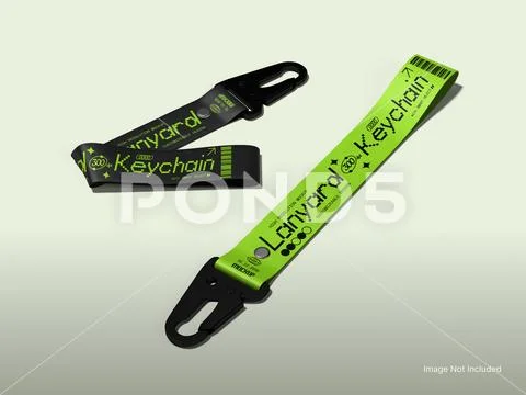 Two Lanyard Keychain with Carabiner Mockup 3D Rendering Accessories Merchandise PSD 템플릿