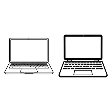 Two laptop computer icons with blank screens Stock Illustration