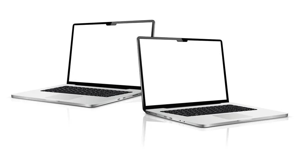 Two laptops with blank screen mock up Stock Illustration