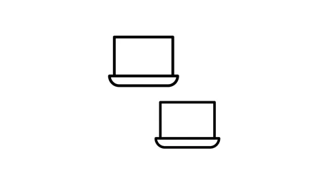 Two laptops connected to each other via a cable, indicating a network or da.. Stock Footage 332853559